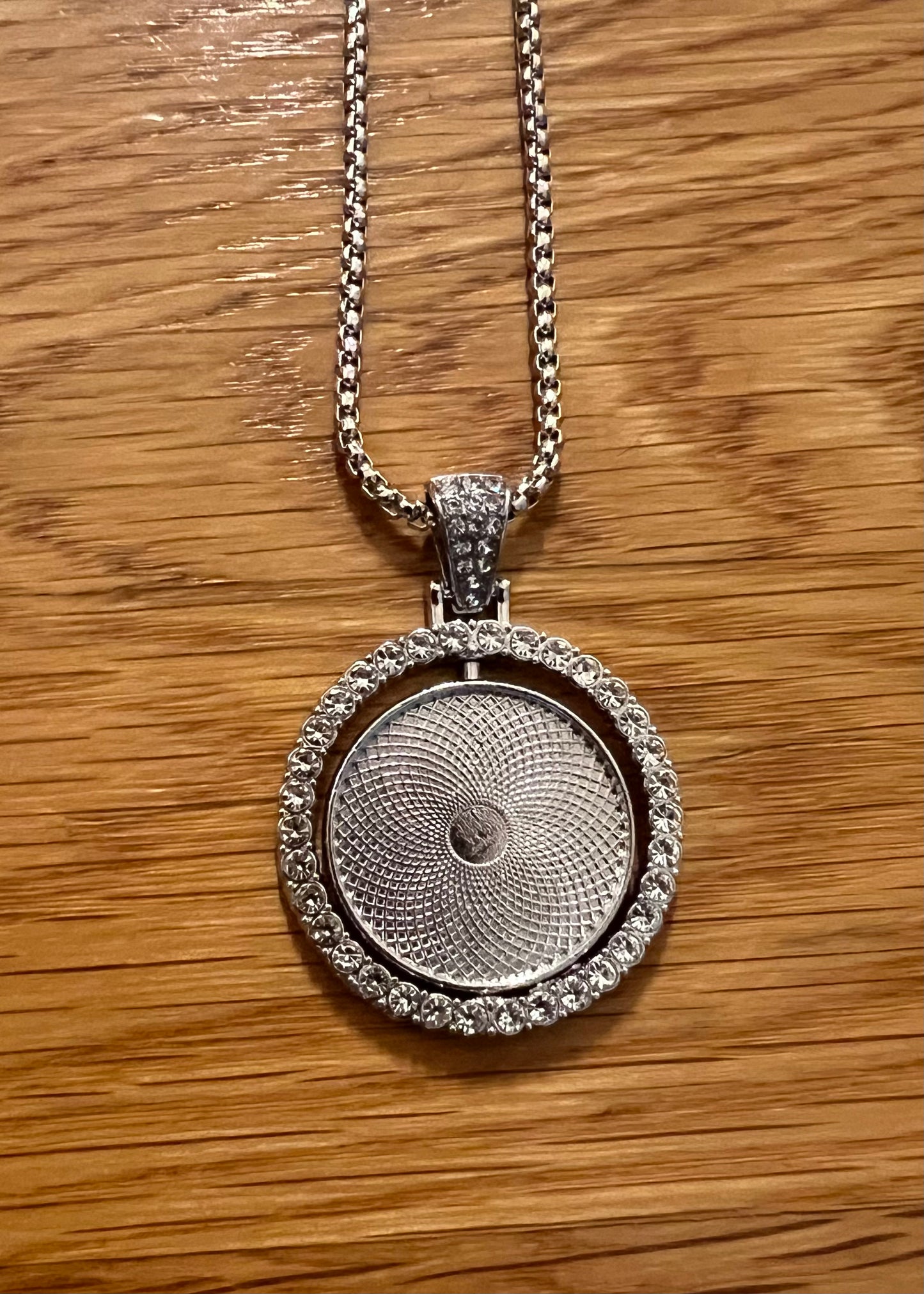 Double Sided Rotating Rhinestone Bezel Tray and Pendant