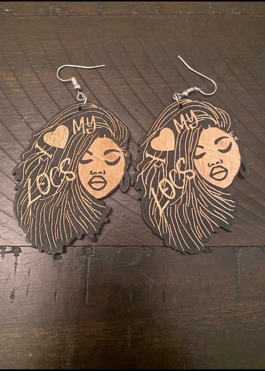 I love my Locs Wooden Earrings