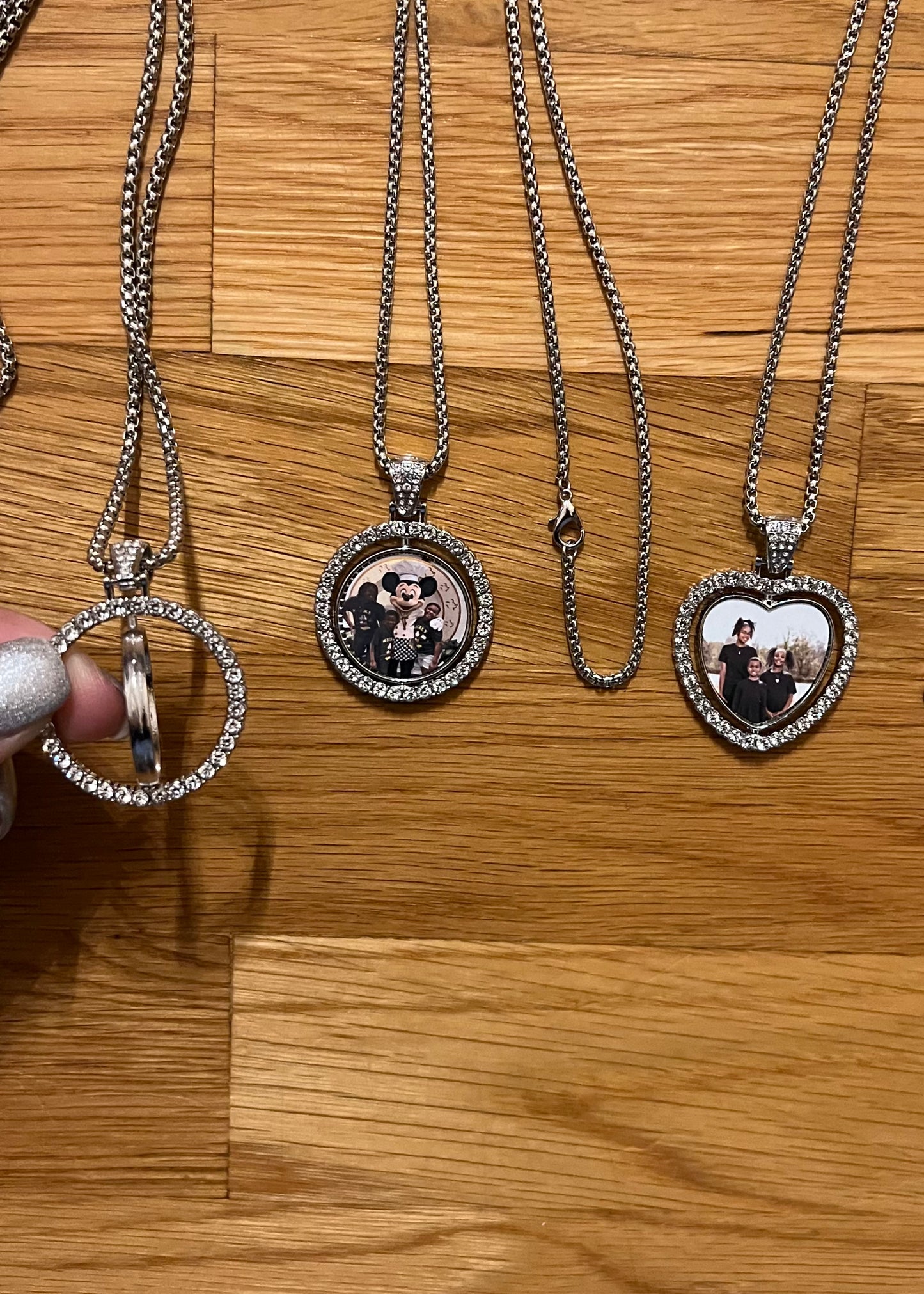 Double Sided Rotating Rhinestone Bezel Tray and Pendant Heart