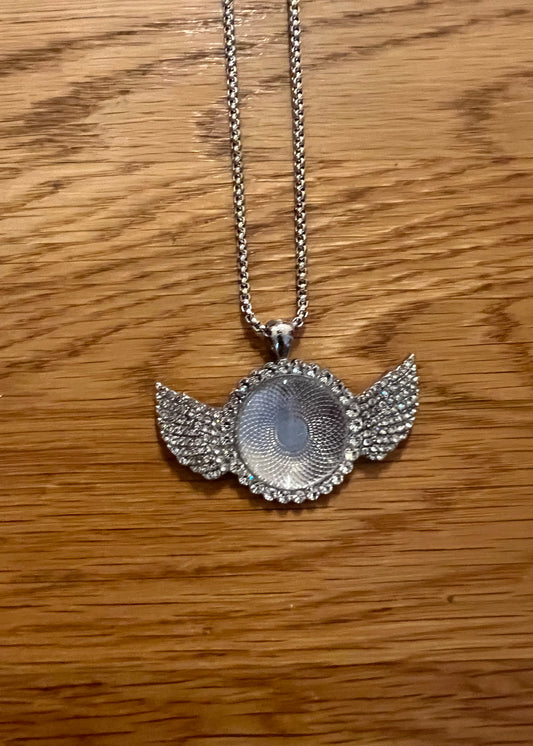 Angel Wings Rhinestone Bezel Tray w/ clear glass Cabochons